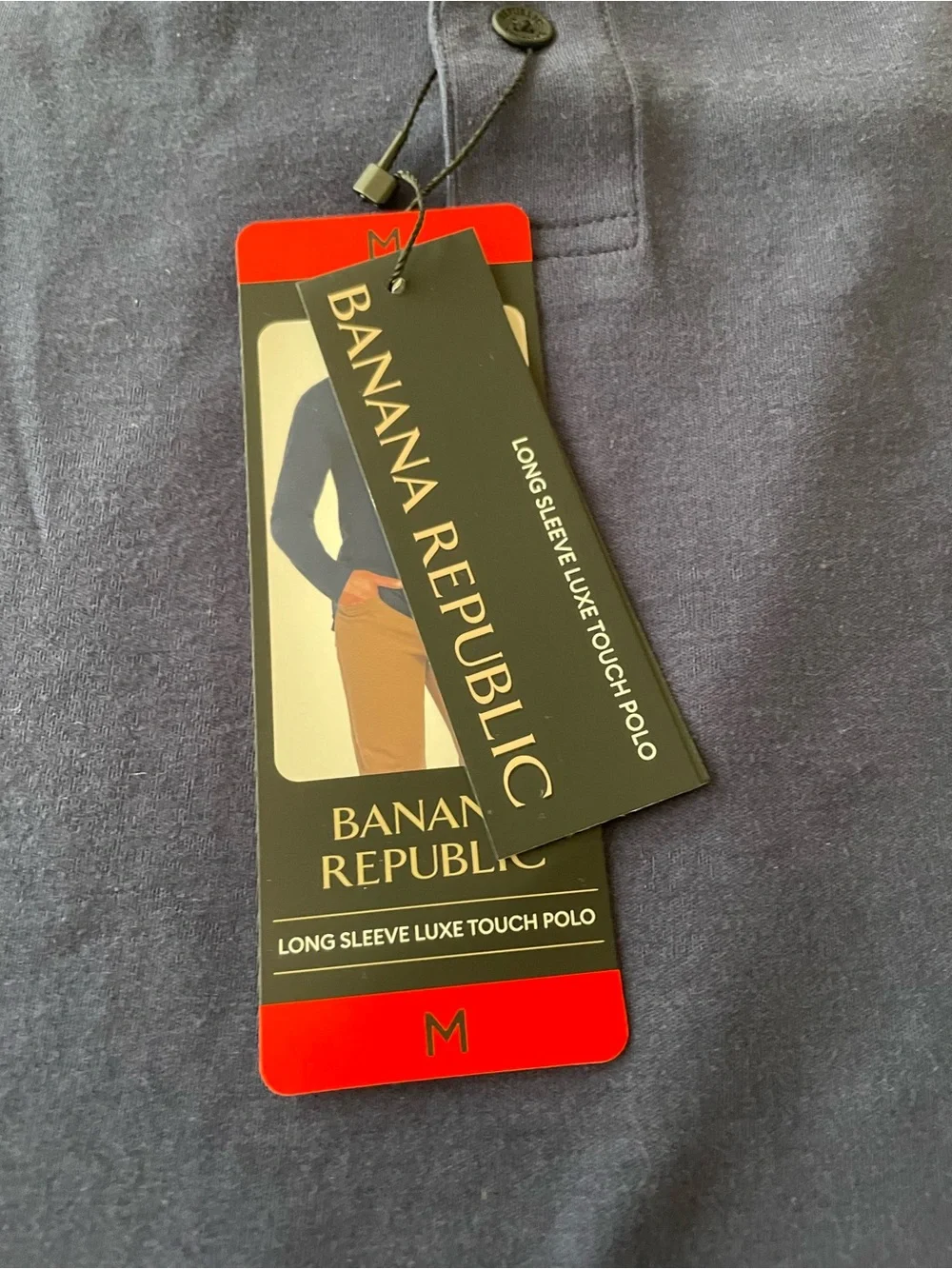 NWT! Banana Republic Men's Long Sleeve Navy Polo Shirt, Sz M